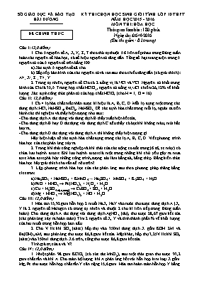Kỳ thi chọn học sinh giỏi tỉnh lớp 10 THPT năm học 2015 - 2016 môn thi Hóa Học